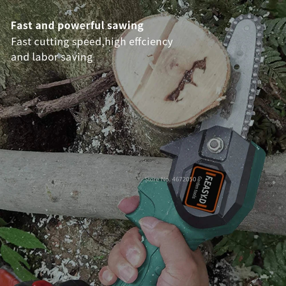 4 Inch Mini Electric Chainsaw Cordless Pruning Kit Handheld Saw Power Tool